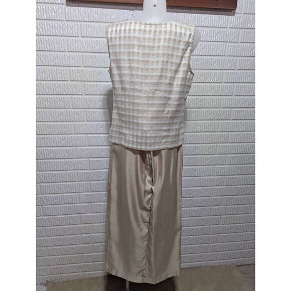 Perception Women's Beige With Checked Pattern Tank 3-Piece Dressy Suit Set Size - Picture 3 of 7